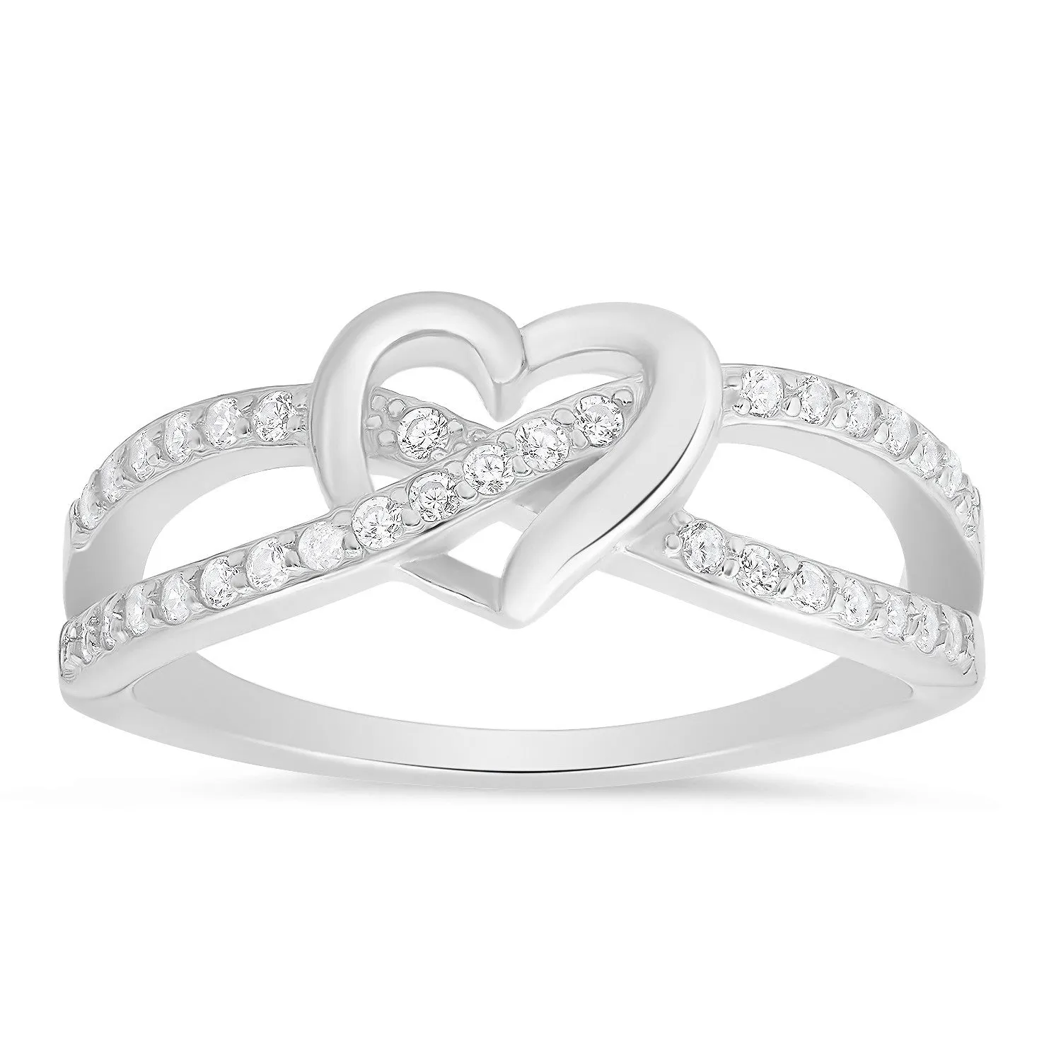 Sterling Silver Heart CZ Ring sold by Ruumur