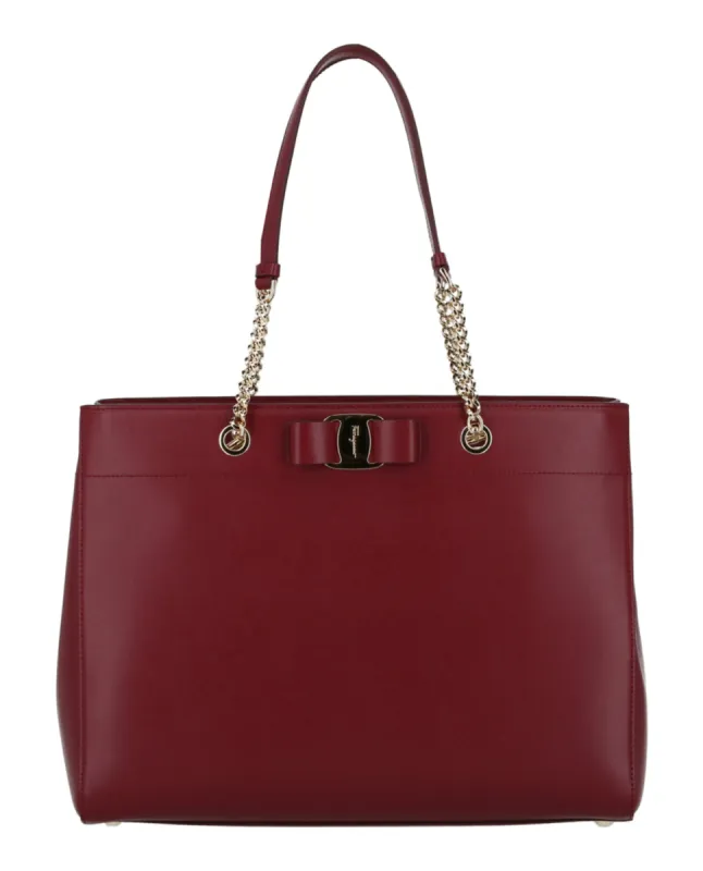 Ferragamo Vara Bow Smooth Leather Tote sold by Ruumur