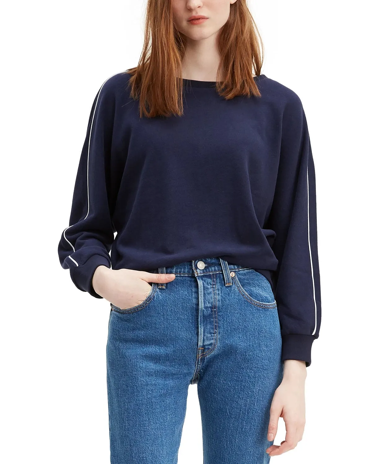 Levi's Women's Natalie Crewneck Sweatshirt Navy Size Large sold by Ruumur