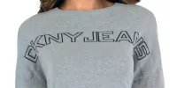 DKNY Women's Ribbed Trim Logo Crop Sweater Gray Size X-Large sold by Ruumur