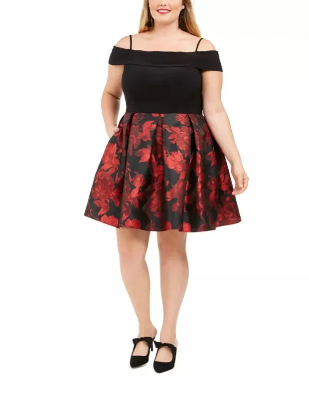 Morgan & Company Women's Trendy Plus Size Off-The-Shoulder Dress Black Size 22 sold by Ruumur