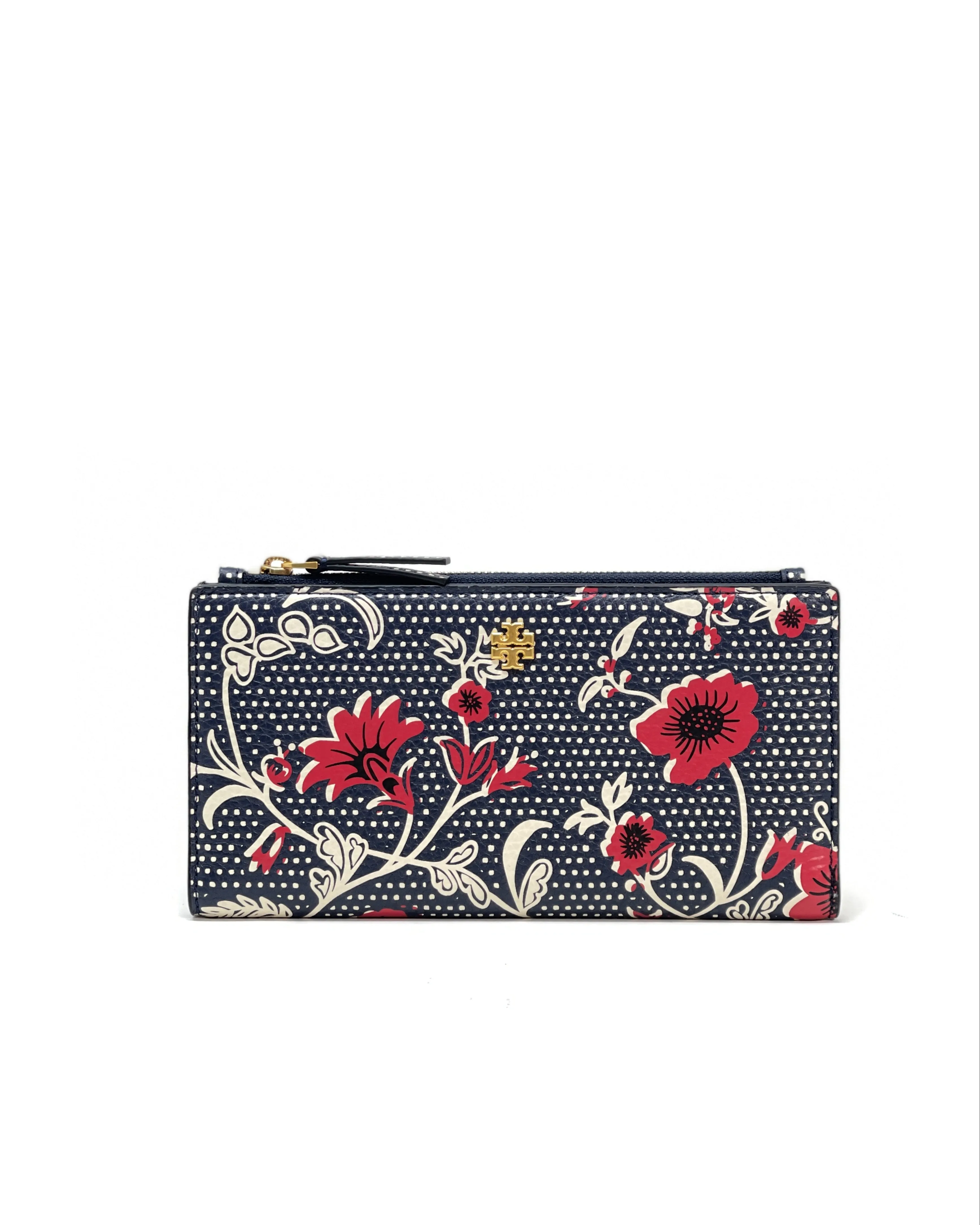 Tory Burch Navy / Red Blake Printed Slim Wallet sold by Ruumur