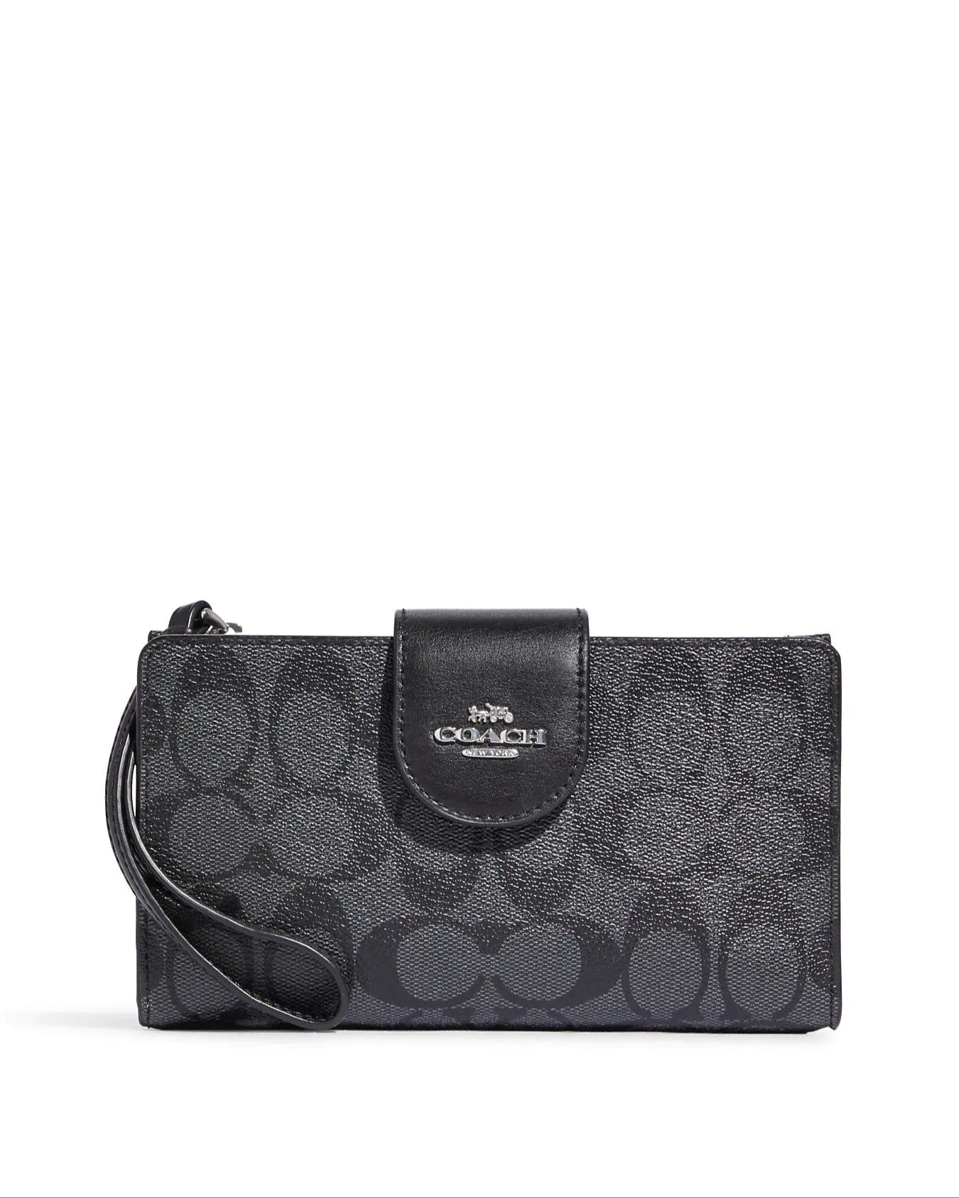 Coach Women's Graphite & Black Tech Wallet In Colorblock Signature Canvas sold by Ruumur