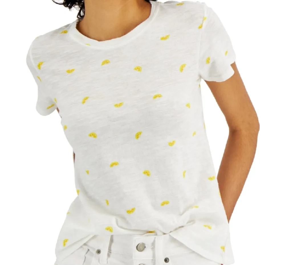 Lucky Brand Women's Embroidered Striped Cotton T-Shirt White sold by Ruumur product image thumbnail 3
