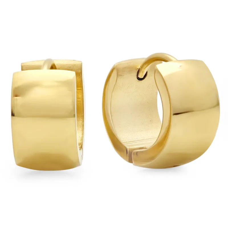 SteelTime Huggie Wide Band Hoops made by Ruumur