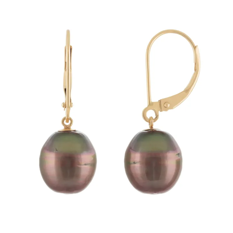 Splendid Pearls Tahitian Pearl Earrings Gold sold by Ruumur