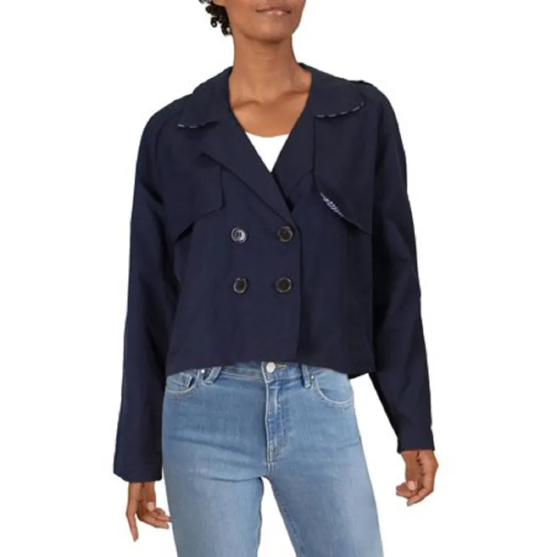 Maison Jules Women's Crop Cold Weather Trench Jacket Navy Size X-Small sold by Ruumur