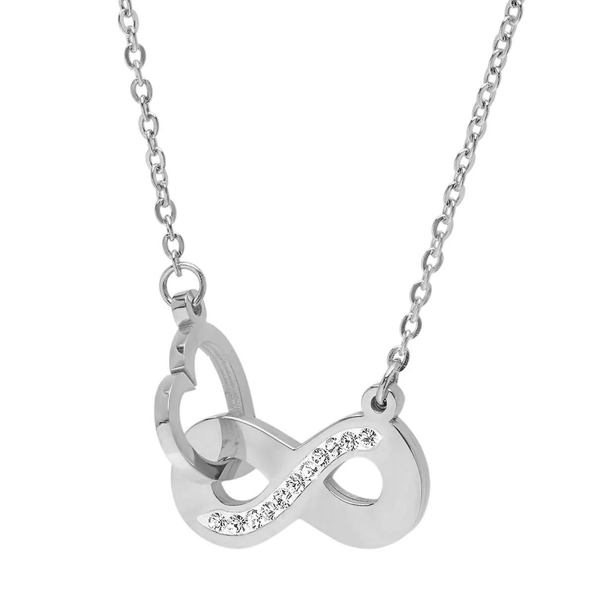 Infinity &Heart Interlocking Necklace Adorned With Swarovski Crystals sold by Ruumur product image thumbnail 5