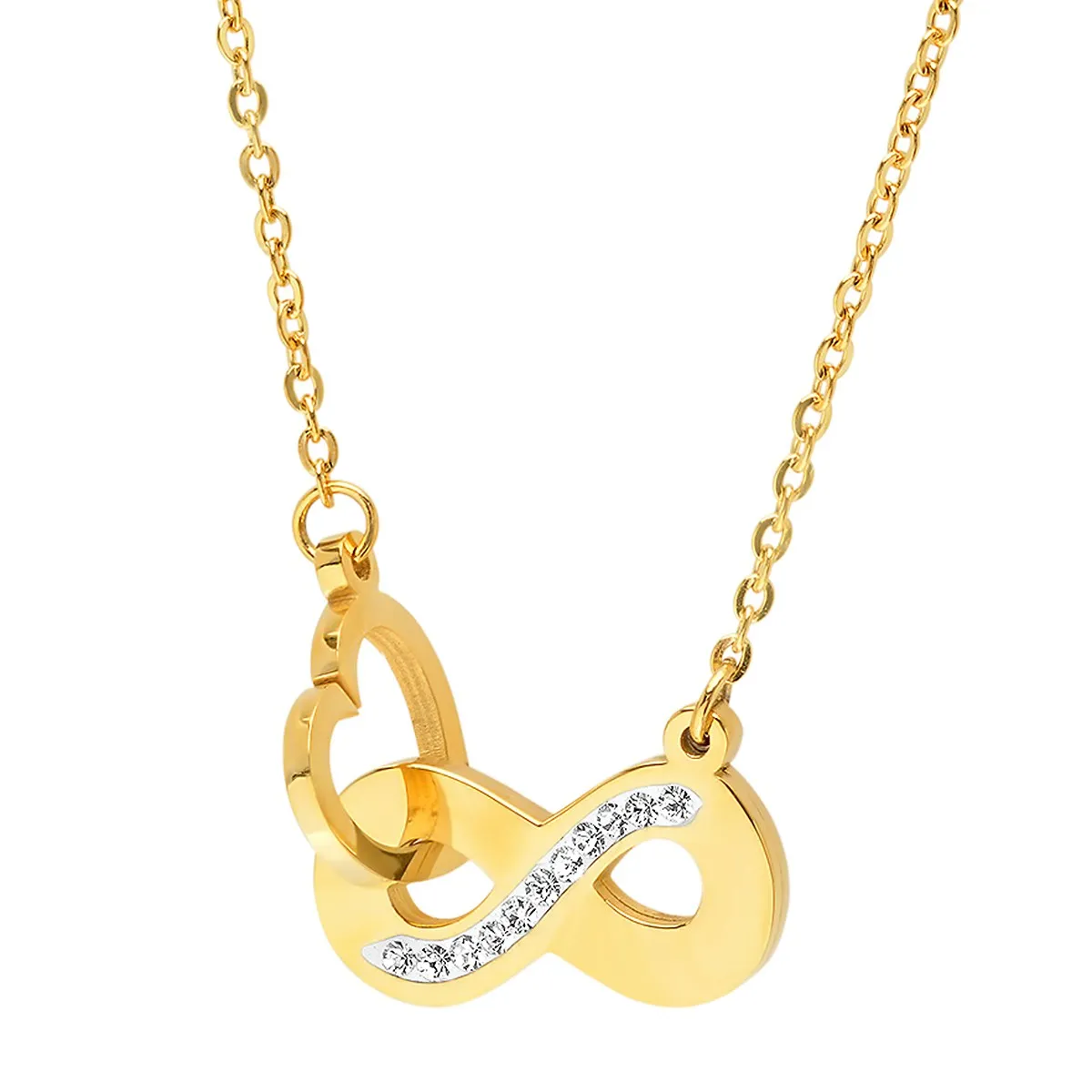 Infinity &Heart Interlocking Necklace Adorned With Swarovski Crystals sold by Ruumur