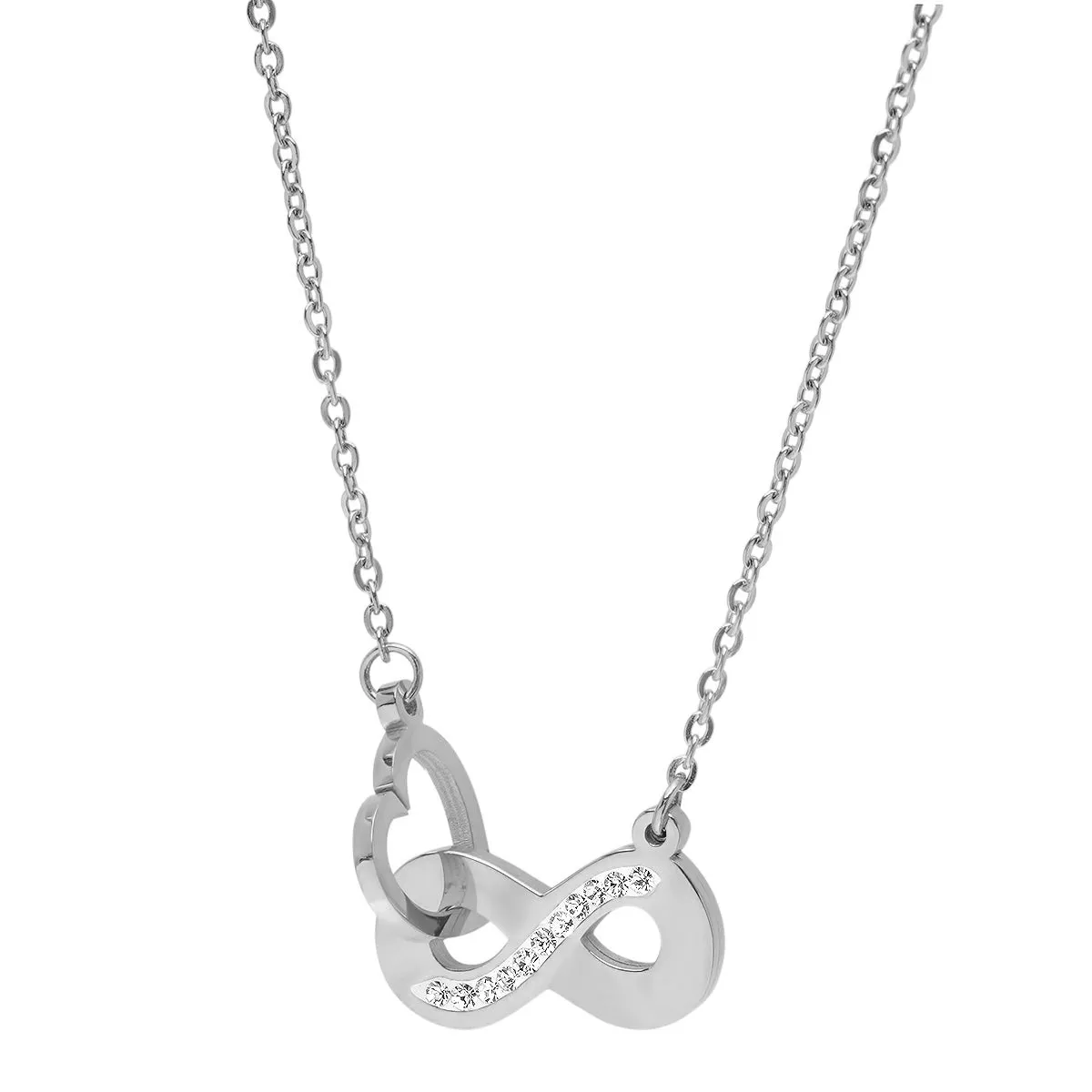 Infinity &Heart Interlocking Necklace Adorned With Swarovski Crystals sold by Ruumur product image thumbnail 4