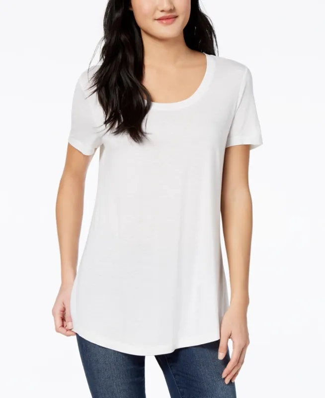 Maison Jules Women's Scoop Neck T-Shirt White Size Small sold by Ruumur