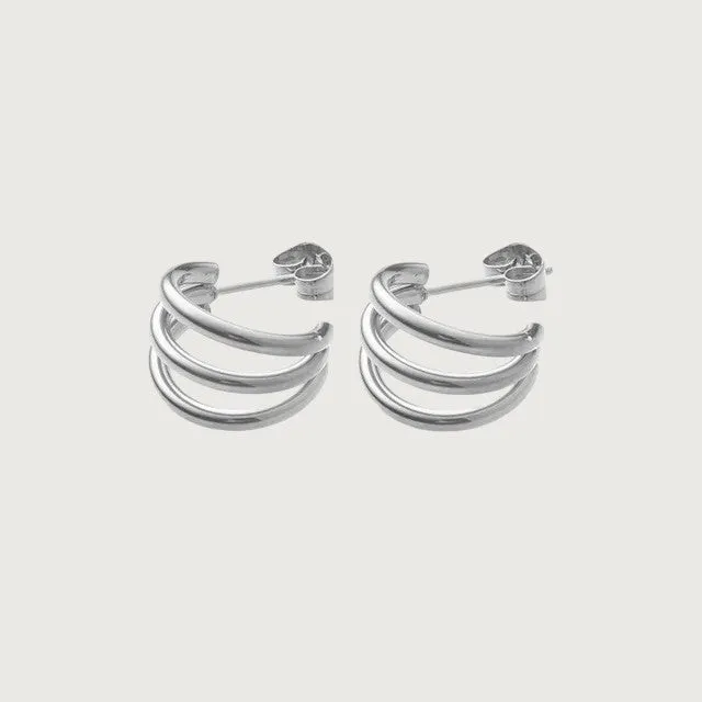 Three Row Hoop Hypoallergenic Earrings sold by Ruumur product image thumbnail 2