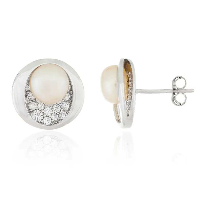Splendid Pearls Sterling Silver Pearl Earrings ESR-480 sold by Ruumur