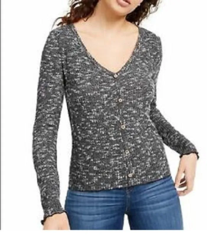 Crave Fame  Juniors' Cozy Rib-Knit Top Black Size Large sold by Ruumur