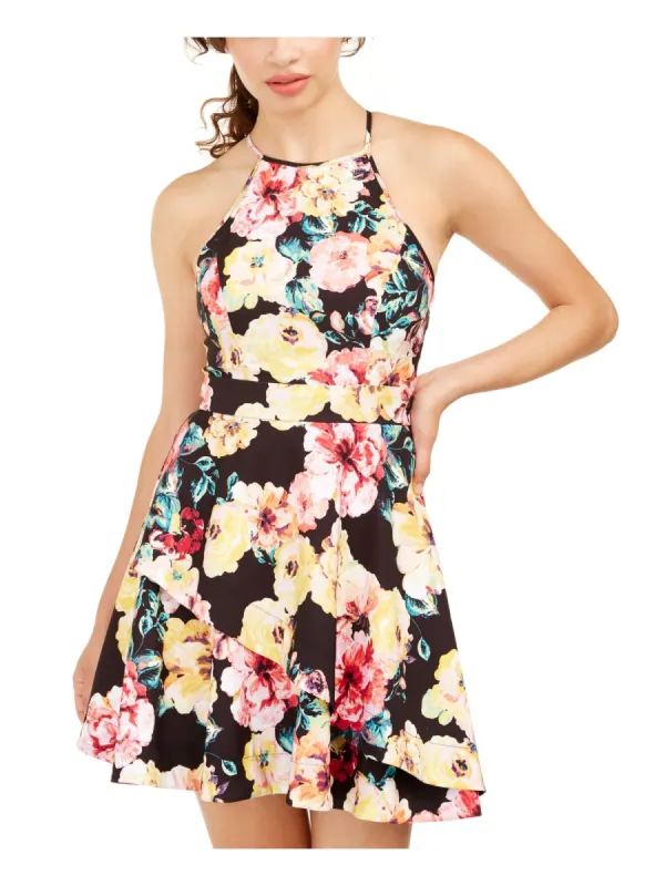 Speechless Women's Floral Halter Fit & Flare Dress Black Size 1 sold by Ruumur