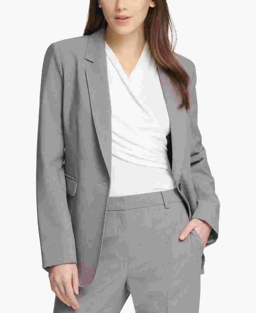 DKNY Women's One-Button Blazer Gray Size 6 sold by Ruumur