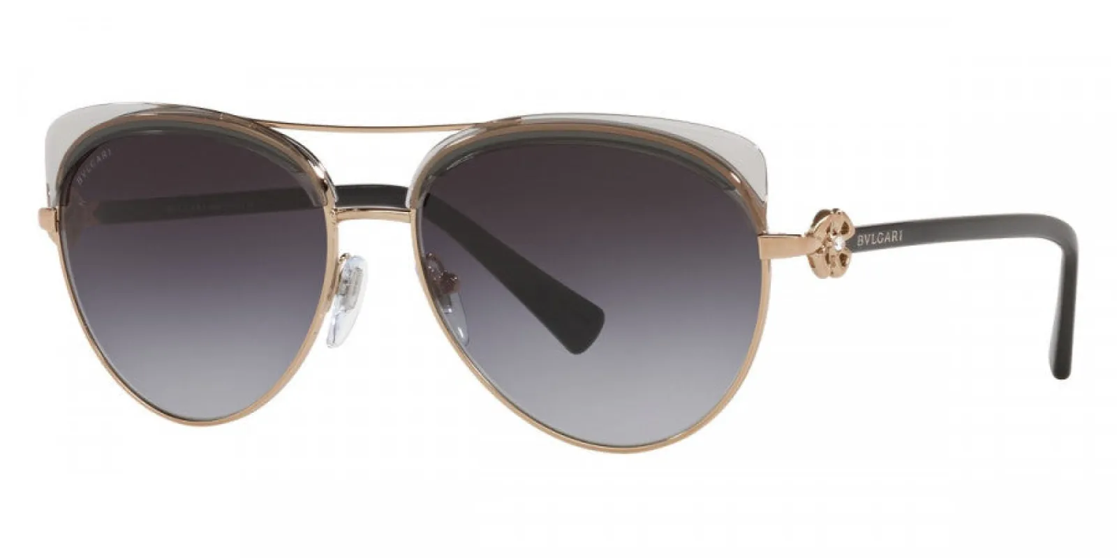 Bulgari Women's 57 mm Rose Gold and Transparent Grey Sunglasses BV6164B-20148G-57 sold by Ruumur