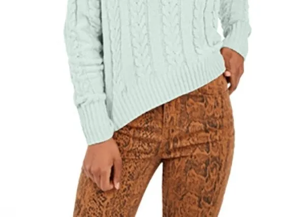 Hippie Rose Women's Textured Ribbed Printed Long Sleeve Turtle Neck Blouse Sweater Blue Size X-Large sold by Ruumur product image thumbnail 3