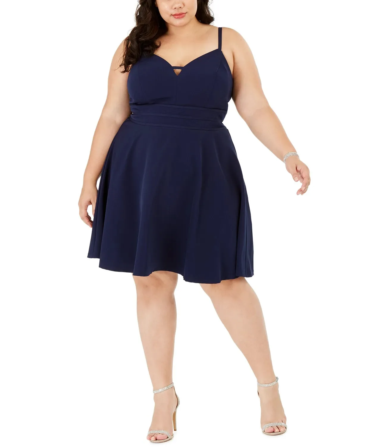 City Studios Women's Trendy Plus Size Sweetheart Dress Navy Size Small Petite sold by Ruumur