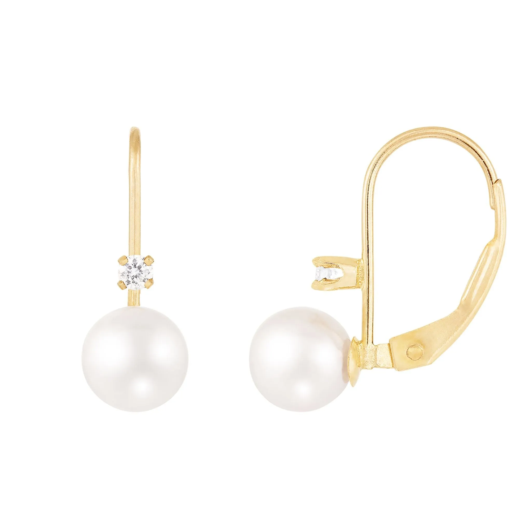 Splendid Pearls 14K Yellow Gold Diamond Earrings HOCPD-1WY sold by Ruumur