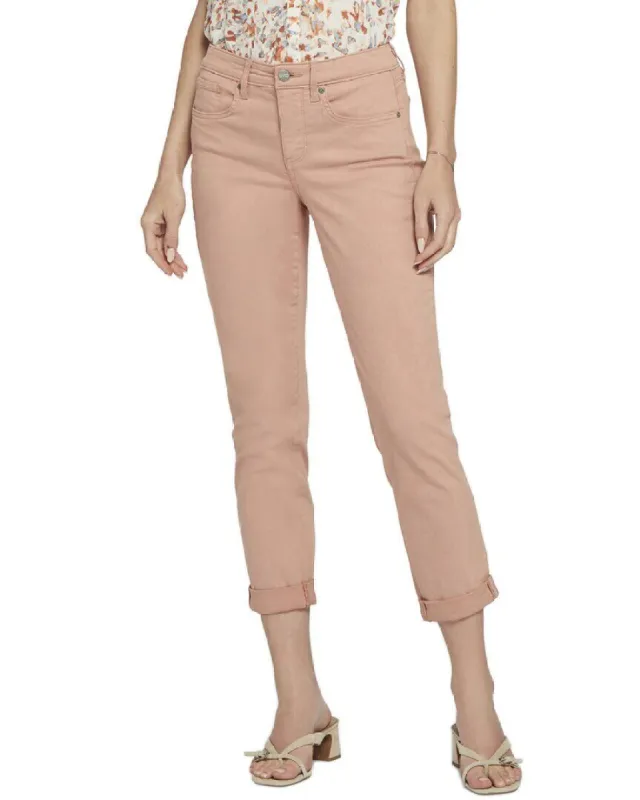 NYDJ Women's Margot Cuffed Ankle Straight Leg Girlfriend Jeans Brown Size 12 made by Ruumur