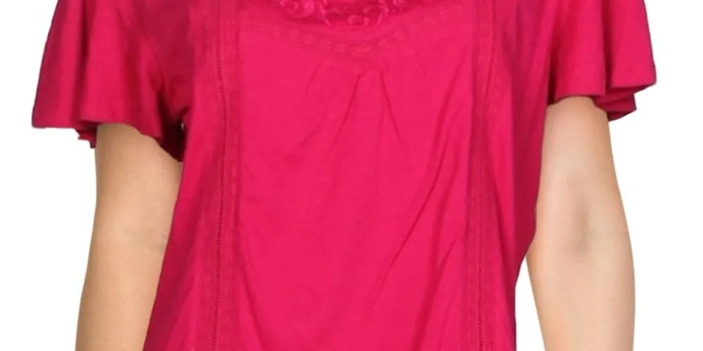Ralph Lauren Women's Uptown Jersey Lace Trim T-Shirt Pink Size X-Large sold by Ruumur product image thumbnail 3