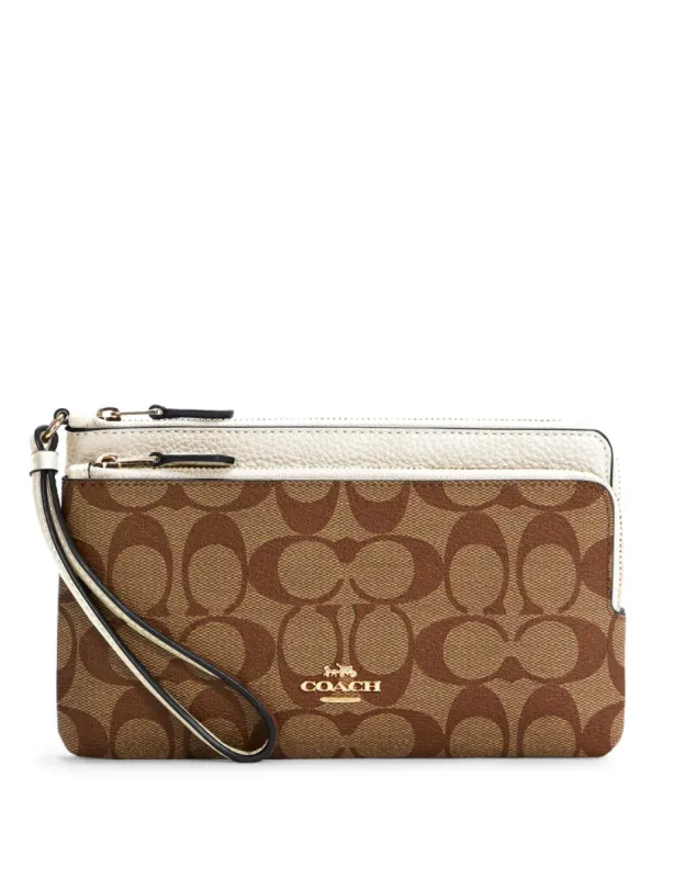 Coach Women's Khaki & Chalk Double Zip Wallet In Signature Canvas sold by Ruumur