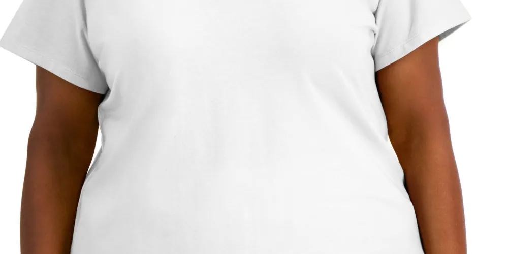 Anne Klein Women's Scalloped Short Sleeve Round Neck T-Shirt White Size 3X sold by Ruumur product image thumbnail 3