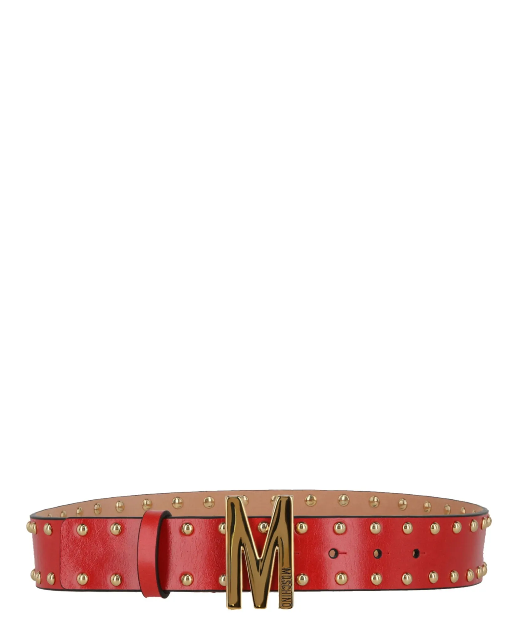 Moschino Gold Stud M-Buckle Belt sold by Ruumur