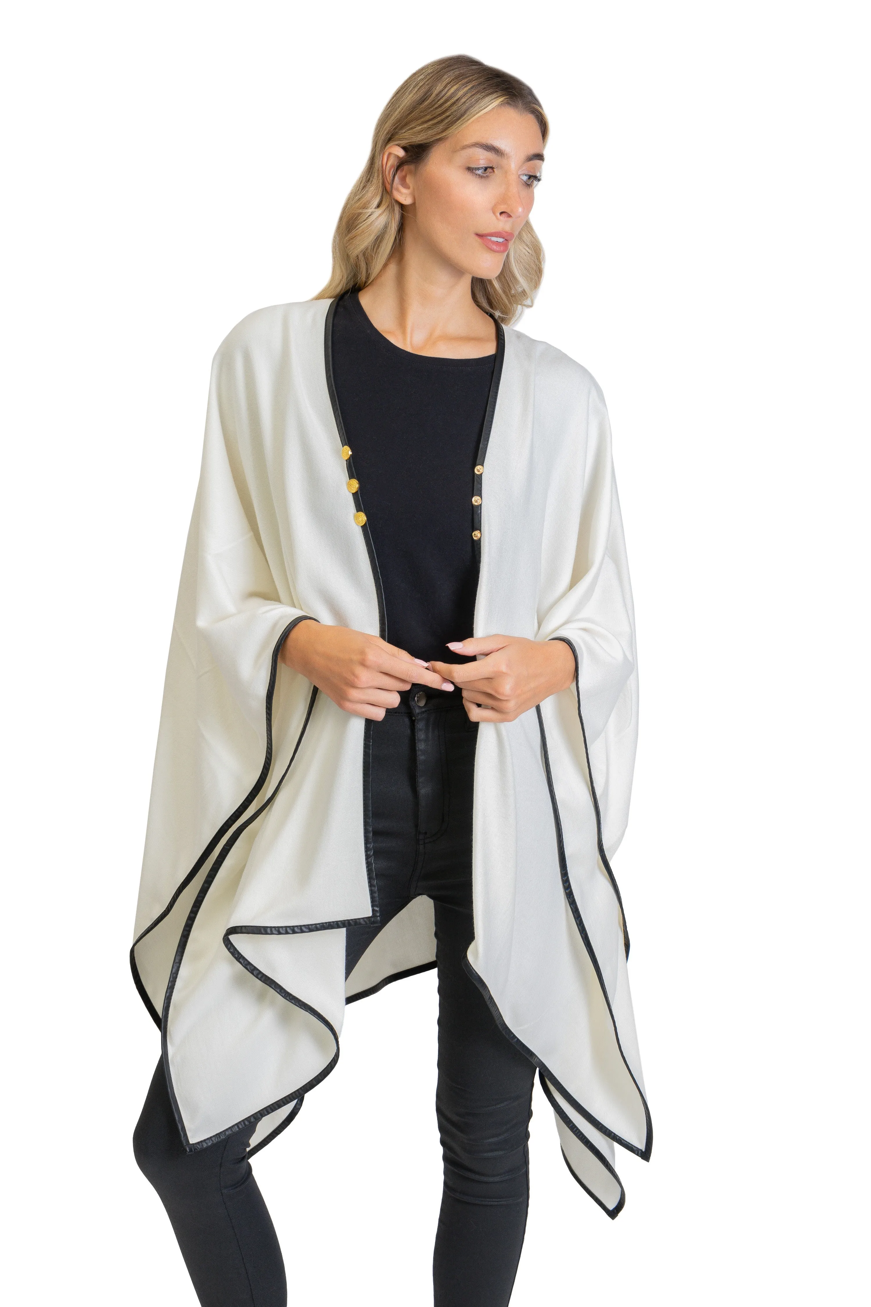 Jones New York Novelty Button Convertible Wrap Poncho (JNP310S-IV ) sold by Ruumur product image thumbnail 5