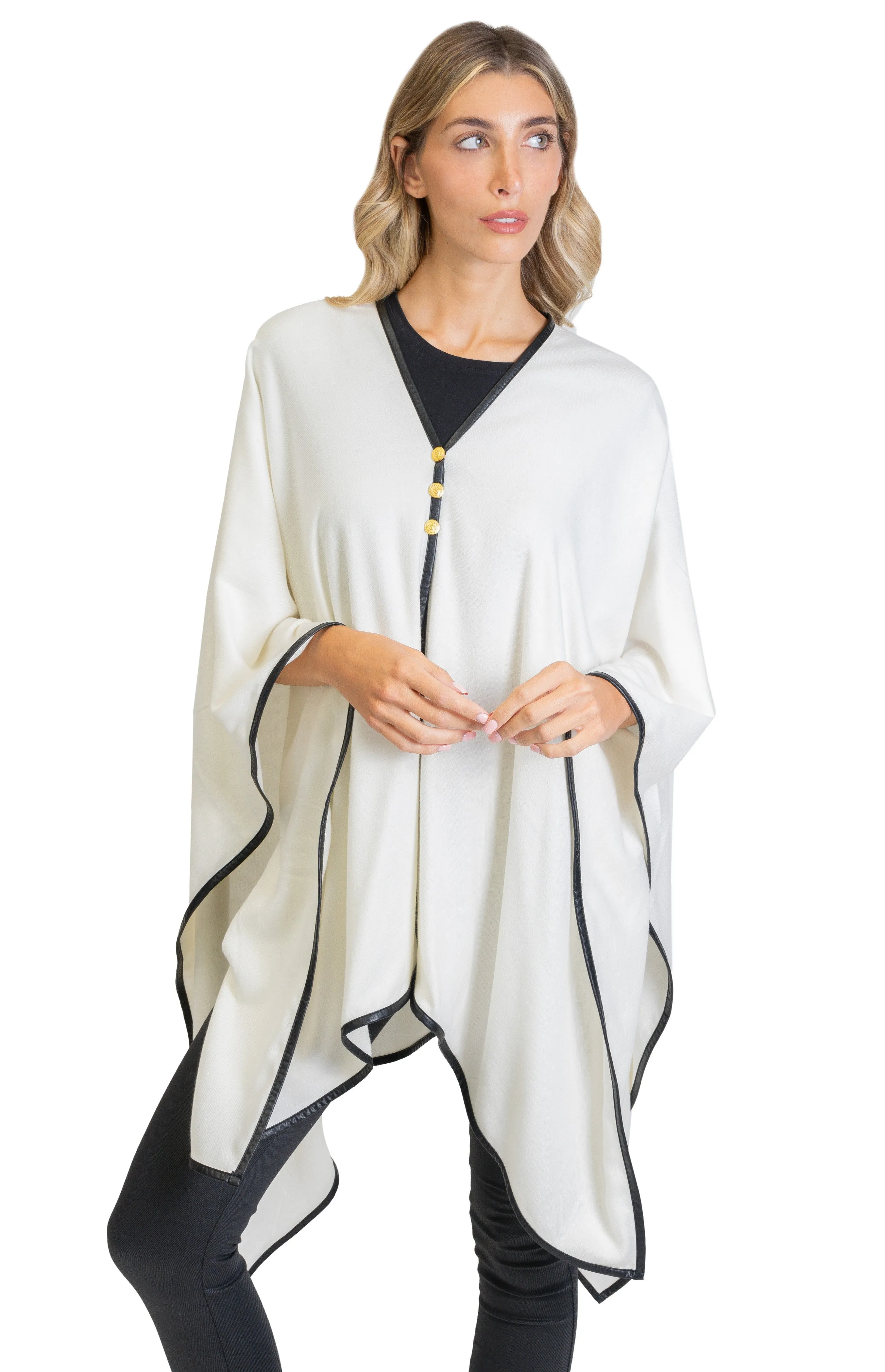 Jones New York Novelty Button Convertible Wrap Poncho (JNP310S-IV ) sold by Ruumur product image thumbnail 2