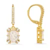Sterling Silver Emerald-cut CZ Halo Leverback Earrings sold by Ruumur