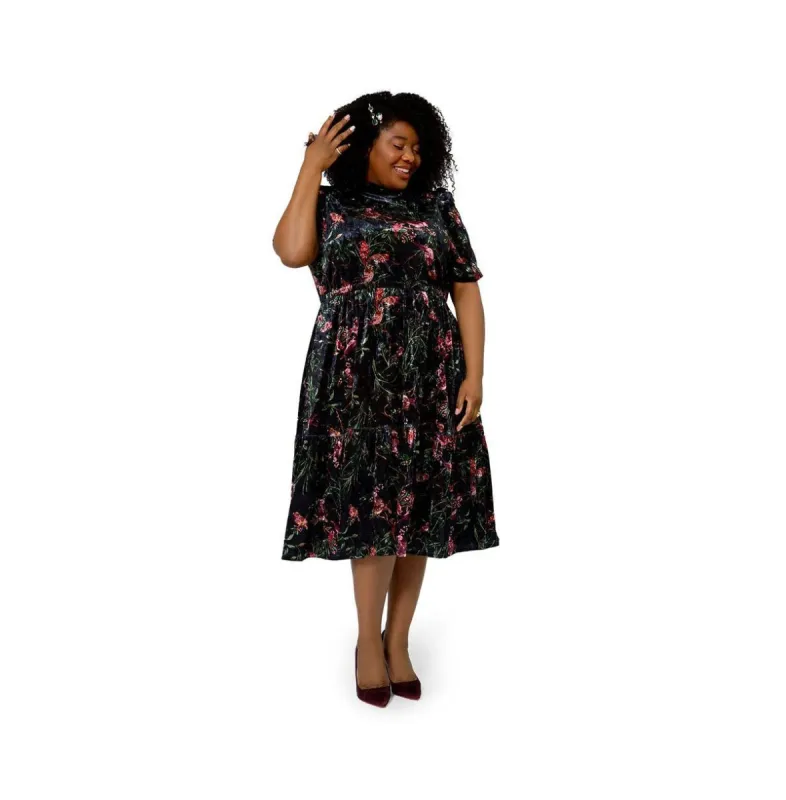 Leota Women's Miranda Floral Velvet Midi Dress Green Size 1X sold by Ruumur