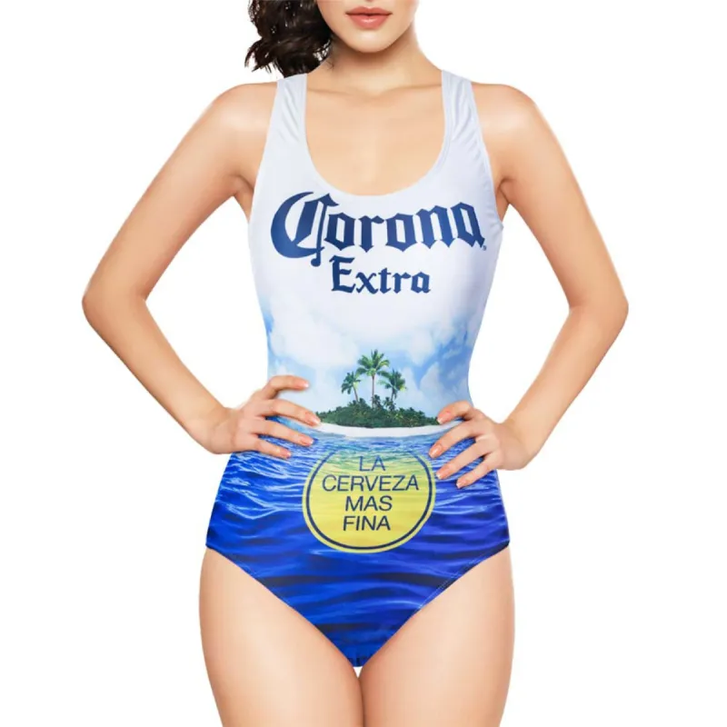 Corona Extra Beach Scene One Piece Women's Swimsuit sold by Ruumur