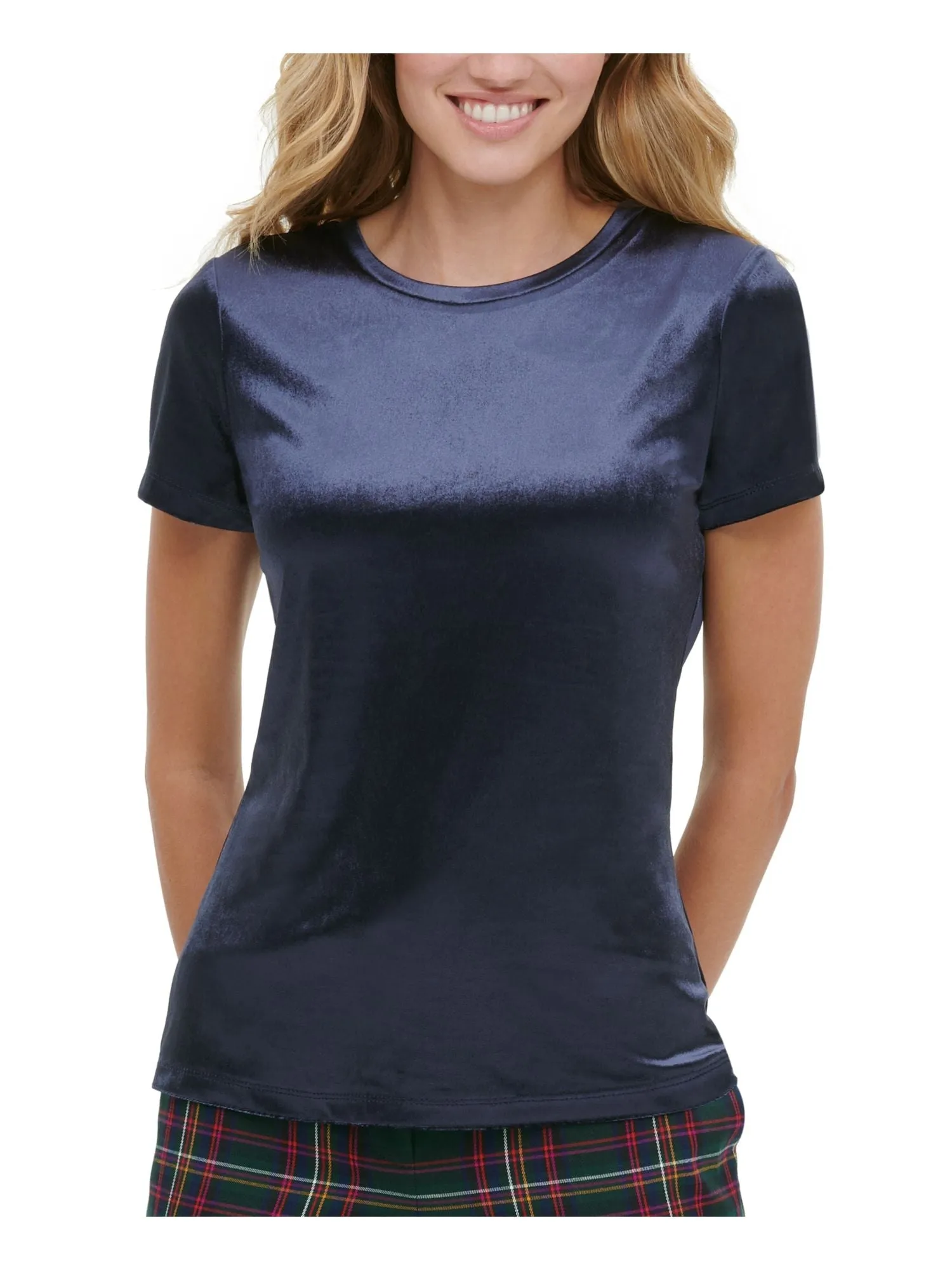 Tommy Hilfiger Women's Velvet Work Wear Blouse Blue Size Small sold by Ruumur