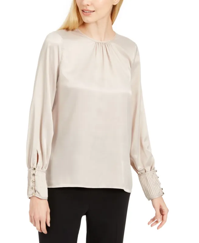 Calvin Klein Women's Button Cuff Top Gold Size Large sold by Ruumur