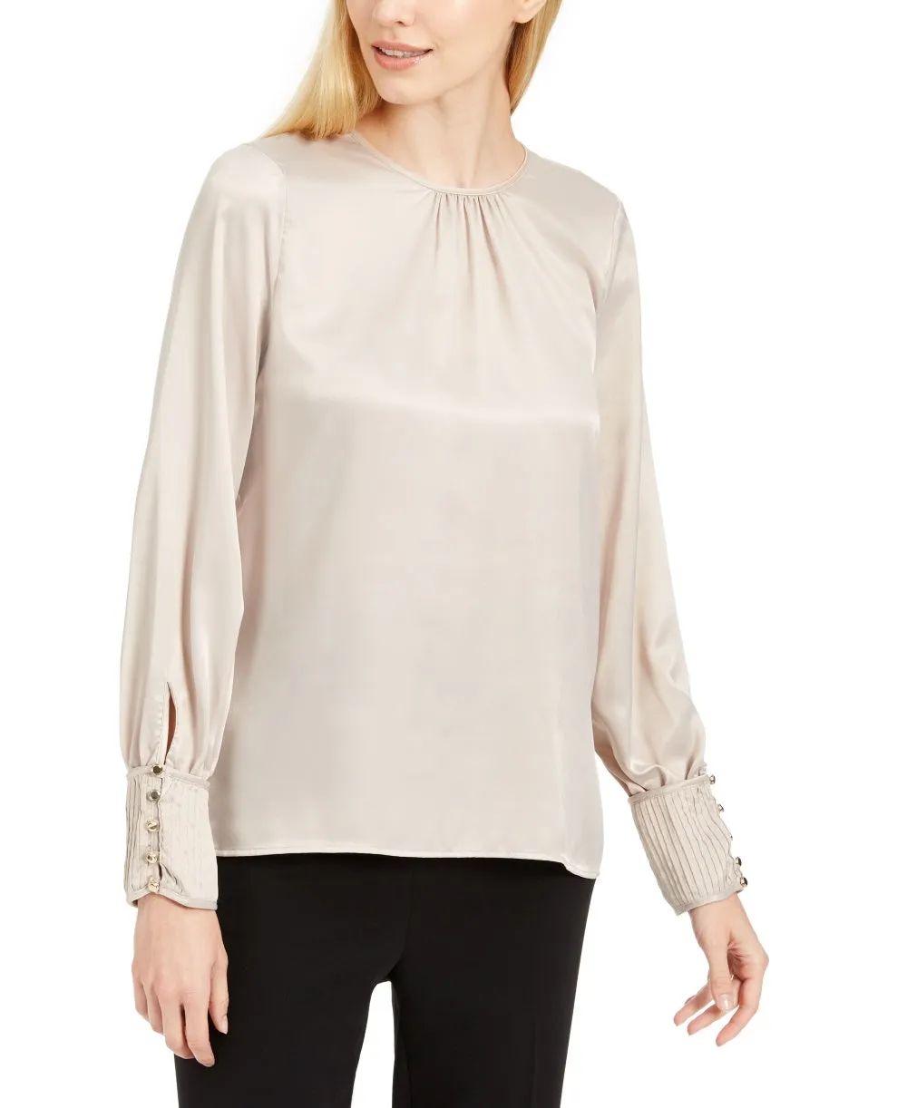 Calvin Klein Women's Button Cuff Top Gold Size Large sold by Ruumur