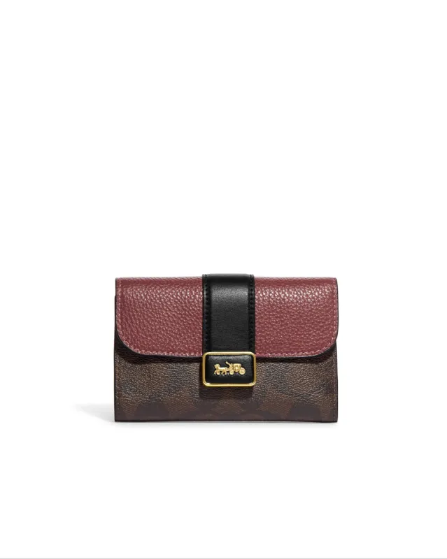 Coach Women's Brown Black Multi Medium Grace Wallet In Signature Canvas sold by Ruumur