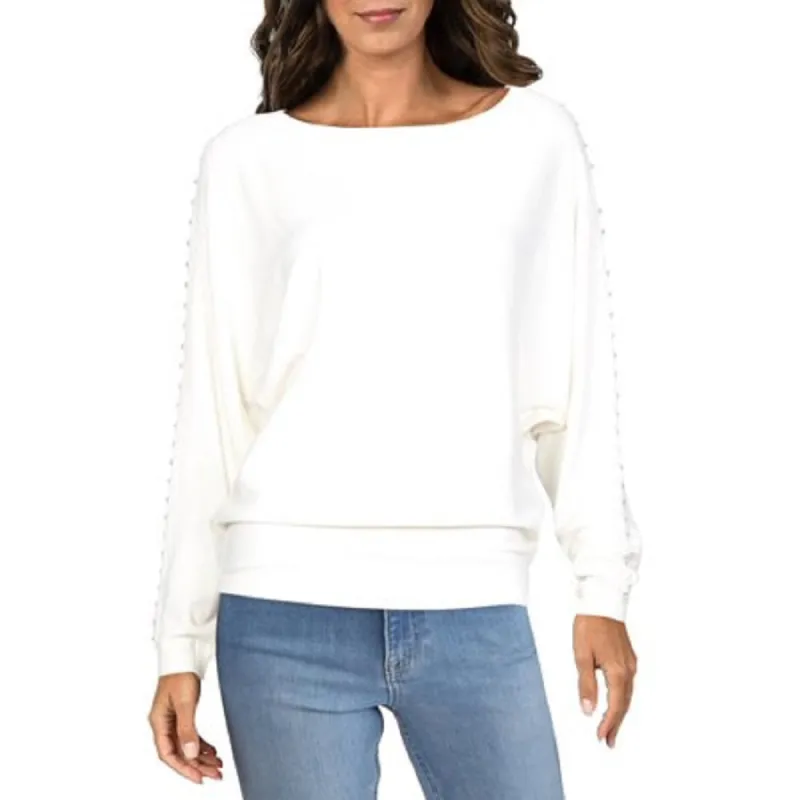 Guess Women's Tony Embellished Boat Neck Pullover Sweater White Size Small sold by Ruumur