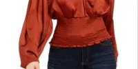 Leyden Women's Long Sleeve V Neck Blouse Top Copper Rust Size Large sold by Ruumur