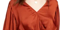 Leyden Women's Long Sleeve V Neck Blouse Top Copper Rust Size Large sold by Ruumur
