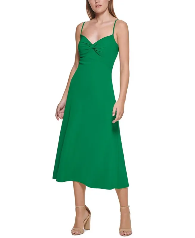 GUESS Women's Knot Front Midi Dress Green Size 12 sold by Ruumur