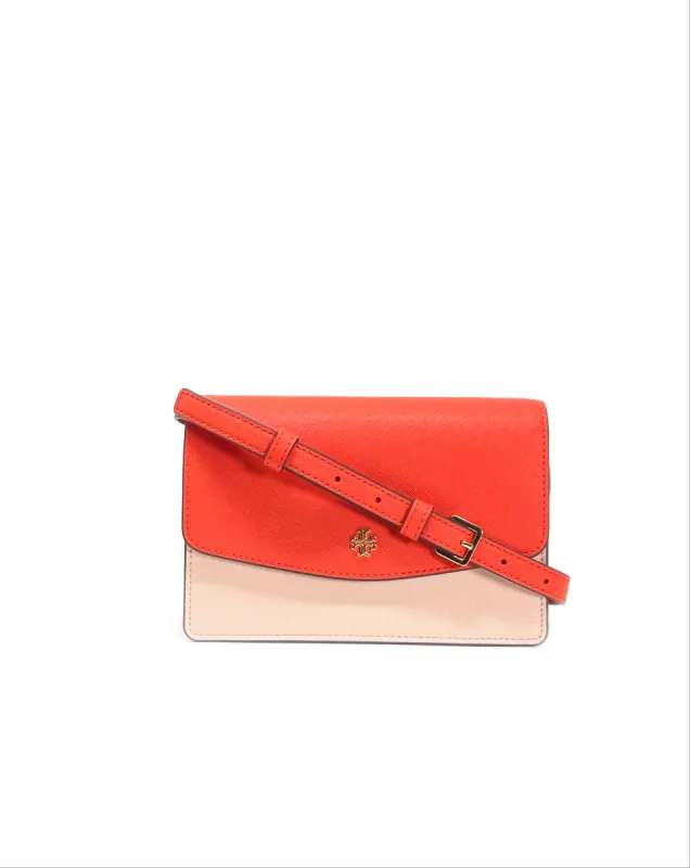 Tory Burch Bright Samba / Pink Quartz Emerson Colorblock Mini Shoulder Bag sold by Ruumur