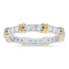 Sterling Silver Round-cut CZ "X" Stackable Eternity Band Ring sold by Ruumur