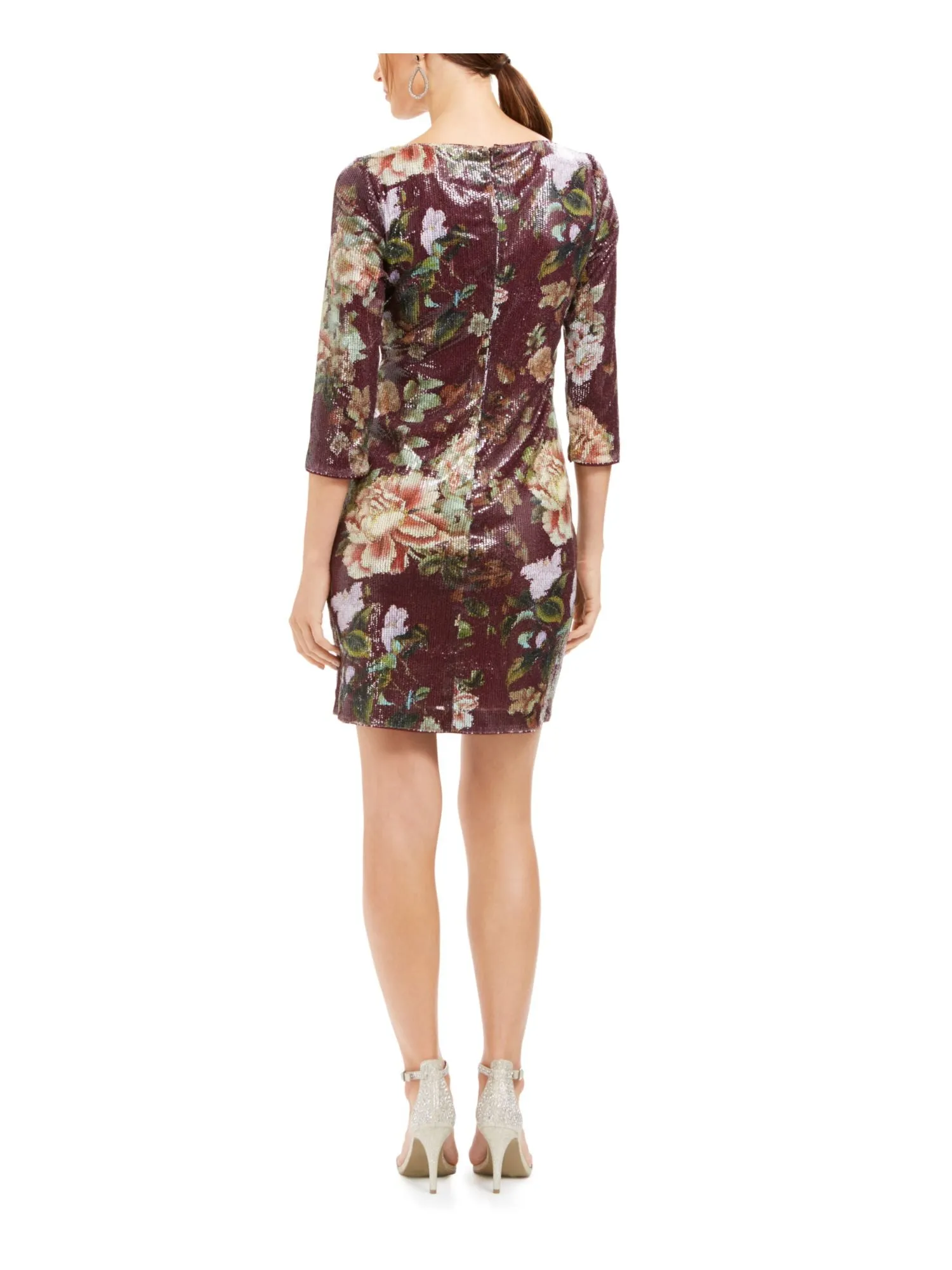 Vince Camuto Women's Sequined Floral Shift Dress Wine Floral Size 10 sold by Ruumur product image thumbnail 2