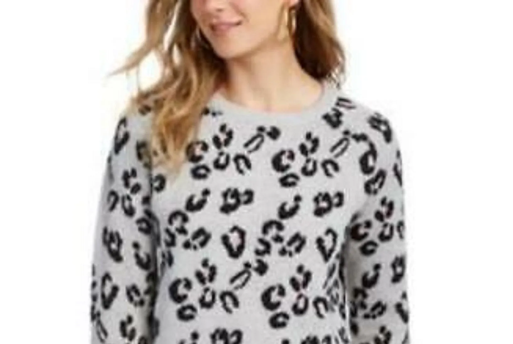 Planet Gold Women's Animal-Print Sweater Gray Size Extra Small sold by Ruumur product image thumbnail 2