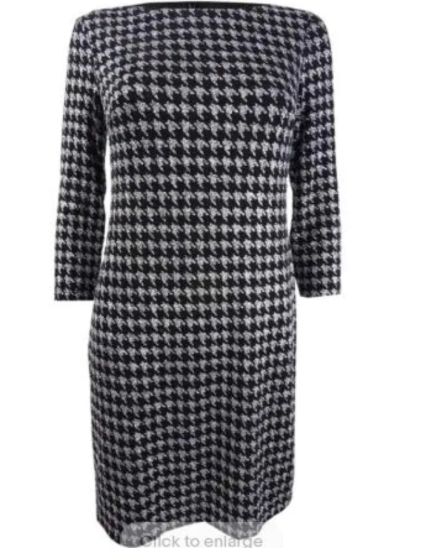 Jessica Howard Women's Glitter Houndstooth Sheath Dress Black Size 10 sold by Ruumur