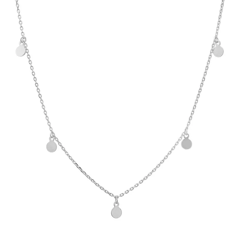 Sterling Silver Dangling Disc Charm Choker Necklace made by Ruumur