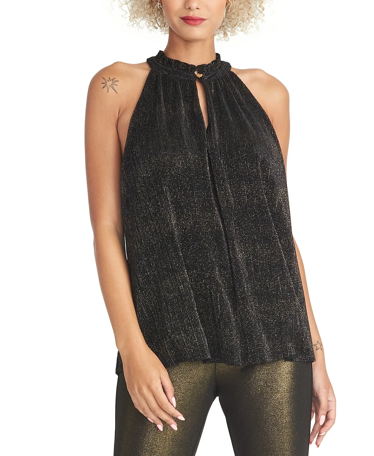 Rachel Rachel Roy Women's Metallic Halter Top Black Size Small sold by Ruumur