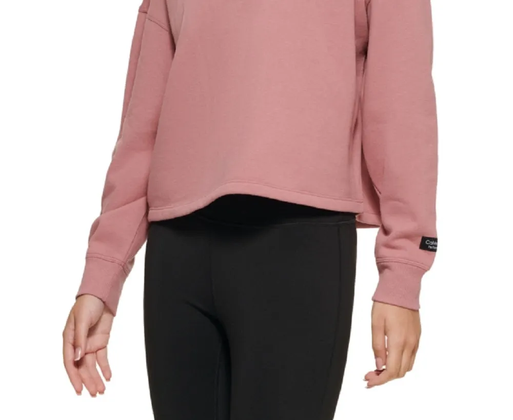 Calvin Klein Women's Stacked Logo Cropped Sweatshirt Pink Size Medium sold by Ruumur product image thumbnail 3
